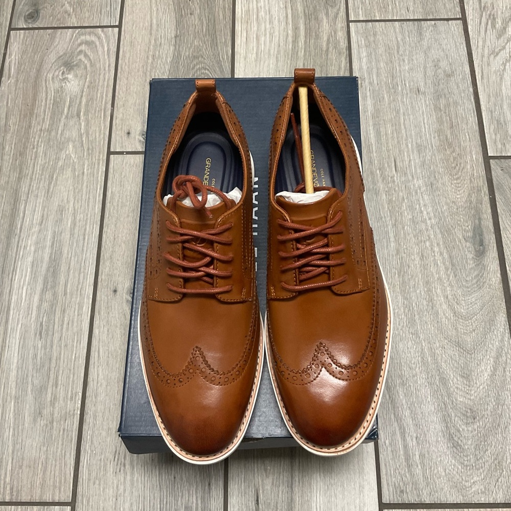Men's Cole Haan Grand Evolution Shortwing Oxford British Tan/Ivory Sz 10 C26930 - Picture 3 of 7